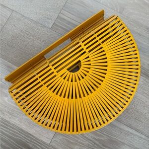 Yellow Bamboo Half-Moon Handbag